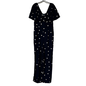 Old Navy White and Navy Blue Polka Dot Short Sleeve Jumpsuit Size Med